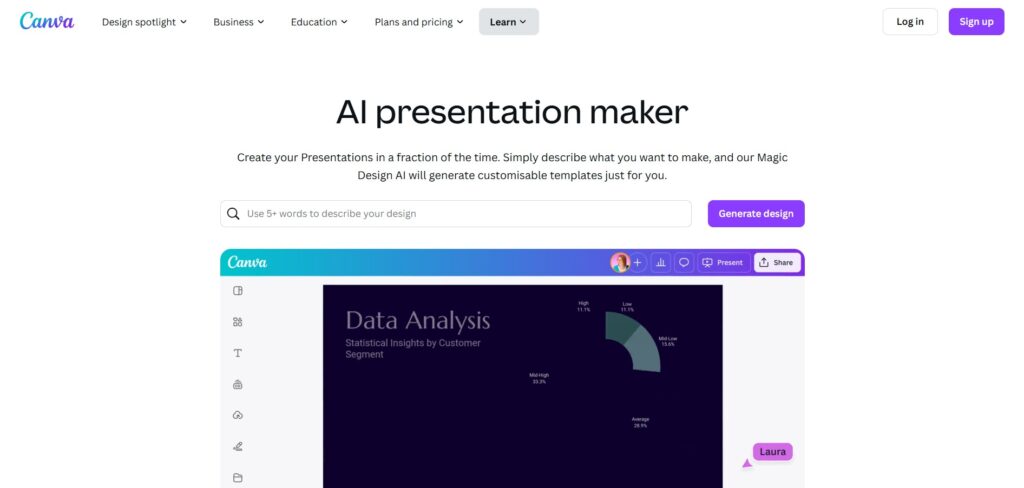 Best AI tools for presentations 2025. Canva AI is a powerful AI-driven presentation tool designed for users who want visually stunning slides with minimal effort.